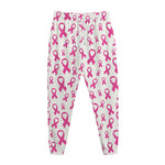 Little Breast Cancer Ribbon Print Jogger Pants