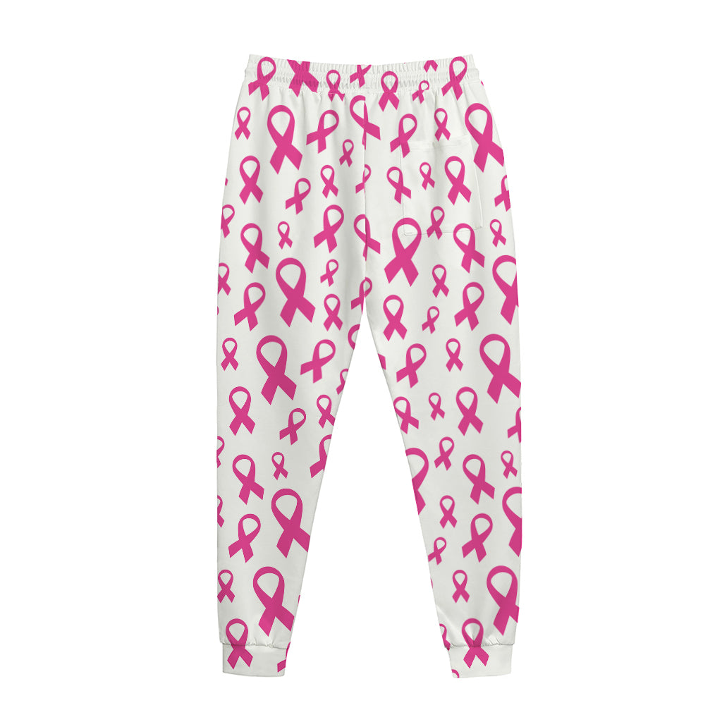 Little Breast Cancer Ribbon Print Jogger Pants