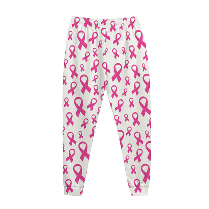 Little Breast Cancer Ribbon Print Jogger Pants