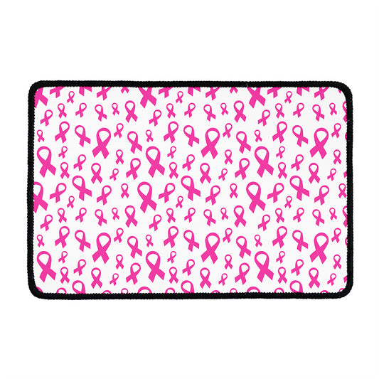 Little Breast Cancer Ribbon Print Kitchen Mat