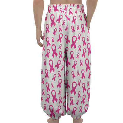 Little Breast Cancer Ribbon Print Lantern Pants