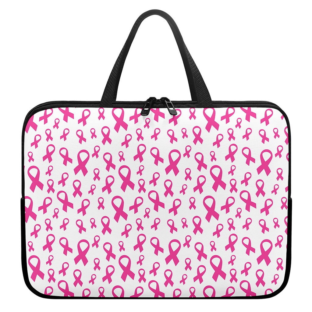 Little Breast Cancer Ribbon Print Laptop Sleeve With Handle