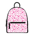 Little Breast Cancer Ribbon Print Leather Backpack