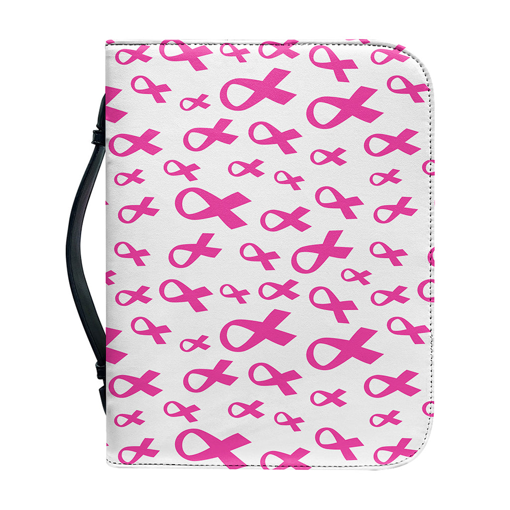Little Breast Cancer Ribbon Print Leather Bible Cover