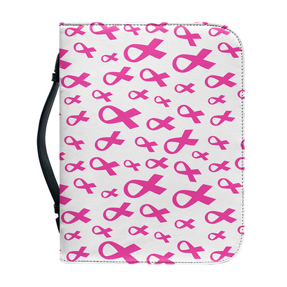 Little Breast Cancer Ribbon Print Leather Bible Cover