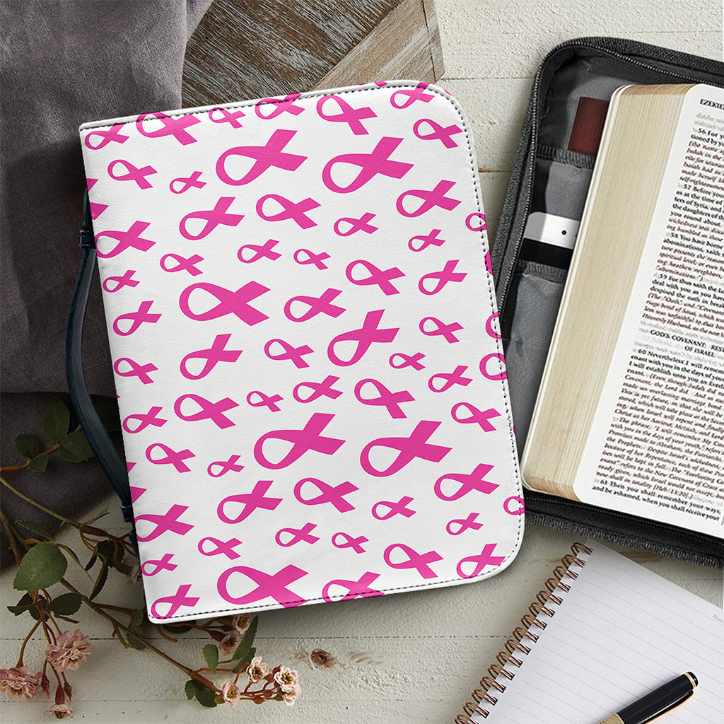 Little Breast Cancer Ribbon Print Leather Bible Cover