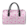 Little Breast Cancer Ribbon Print Leather Duffel Bag