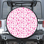 Little Breast Cancer Ribbon Print Leather Spare Tire Cover