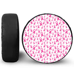 Little Breast Cancer Ribbon Print Leather Spare Tire Cover