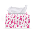 Little Breast Cancer Ribbon Print Leather Tissue Box Cover