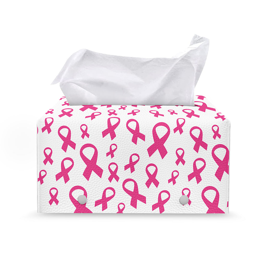 Little Breast Cancer Ribbon Print Leather Tissue Box Cover
