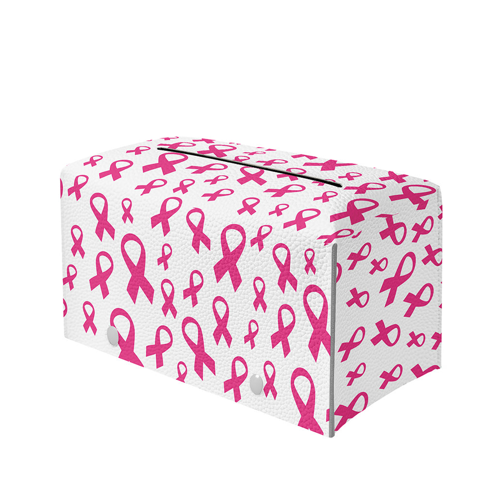 Little Breast Cancer Ribbon Print Leather Tissue Box Cover