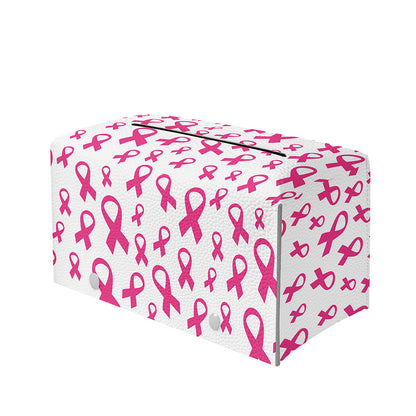 Little Breast Cancer Ribbon Print Leather Tissue Box Cover