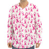 Little Breast Cancer Ribbon Print Long Sleeve Baseball Jersey