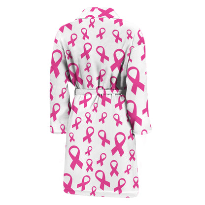 Little Breast Cancer Ribbon Print Men's Bathrobe