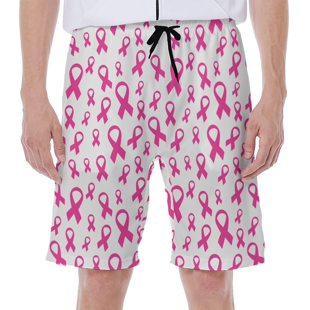 Little Breast Cancer Ribbon Print Men's Beach Shorts
