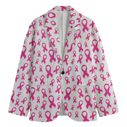 Little Breast Cancer Ribbon Print Men's Blazer