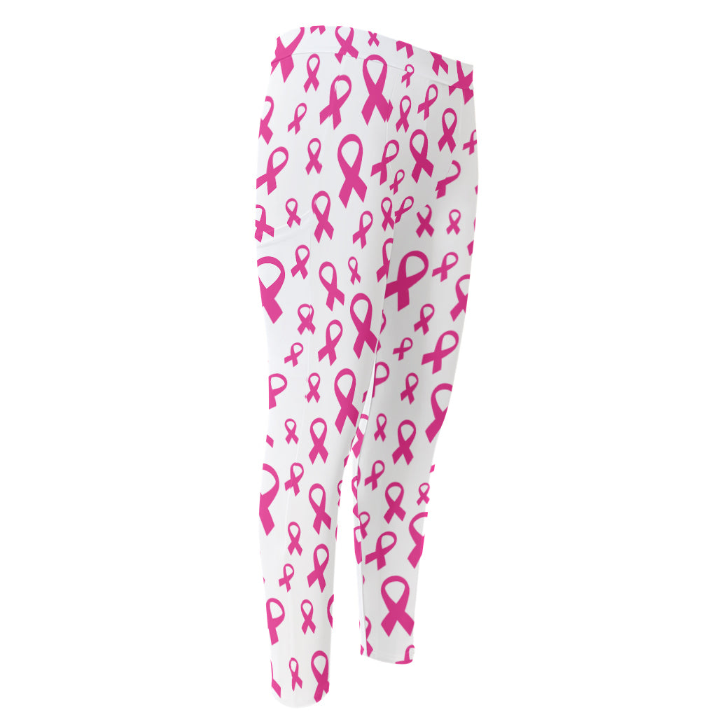 Little Breast Cancer Ribbon Print Men's Compression Pants