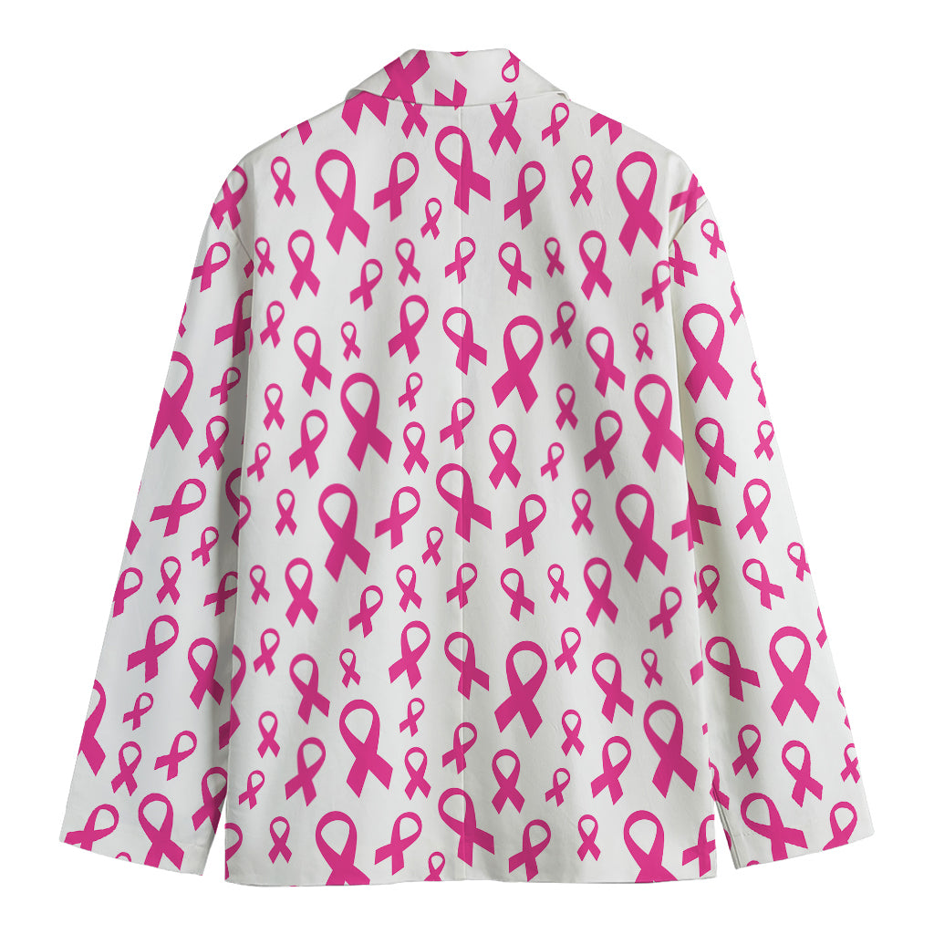 Little Breast Cancer Ribbon Print Men's Cotton Blazer