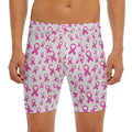 Little Breast Cancer Ribbon Print Men's Long Boxer Briefs