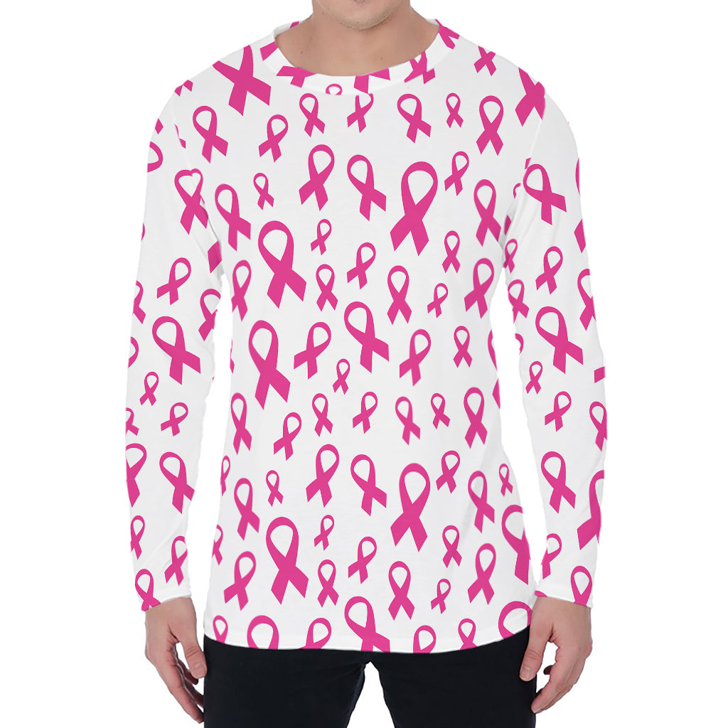 Little Breast Cancer Ribbon Print Men's Long Sleeve T-Shirt