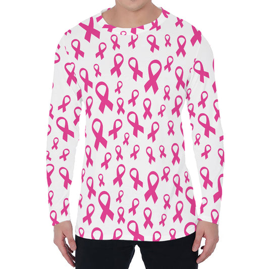 Little Breast Cancer Ribbon Print Men's Long Sleeve T-Shirt