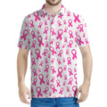Little Breast Cancer Ribbon Print Men's Polo Shirt