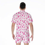 Little Breast Cancer Ribbon Print Men's Rompers