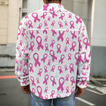 Little Breast Cancer Ribbon Print Men's Shirt Jacket