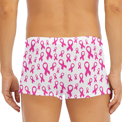 Little Breast Cancer Ribbon Print Men's Short Boxer Briefs