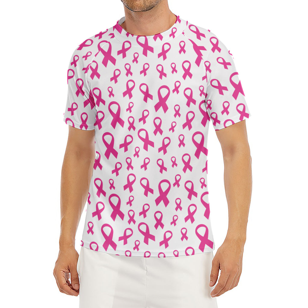 Little Breast Cancer Ribbon Print Men's Short Sleeve Rash Guard