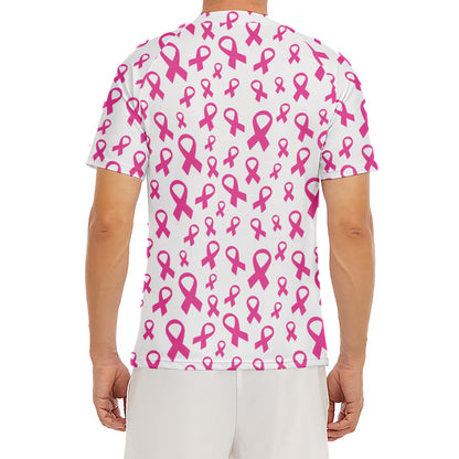 Little Breast Cancer Ribbon Print Men's Short Sleeve Rash Guard