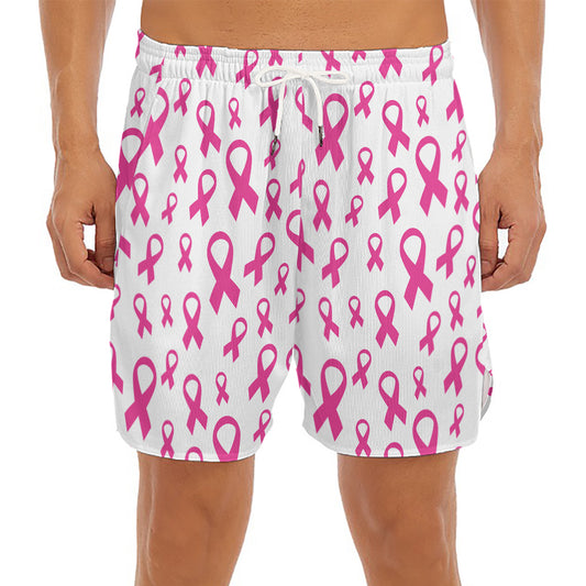 Little Breast Cancer Ribbon Print Men's Split Running Shorts