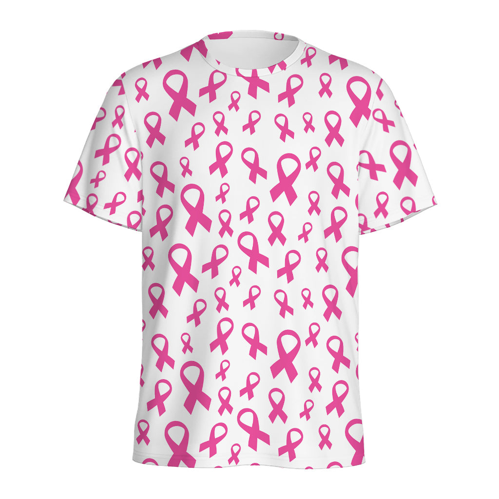 Little Breast Cancer Ribbon Print Men's Sports T-Shirt