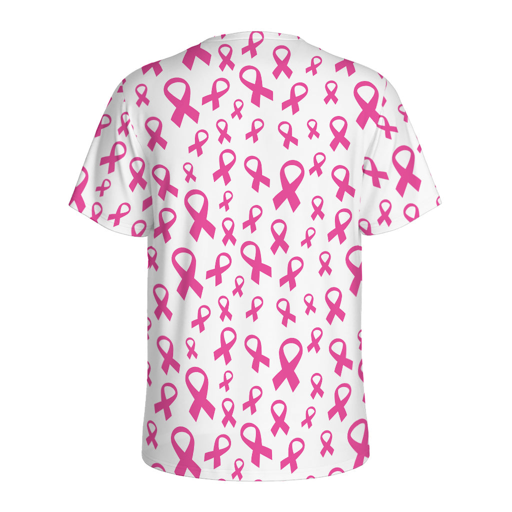 Little Breast Cancer Ribbon Print Men's Sports T-Shirt