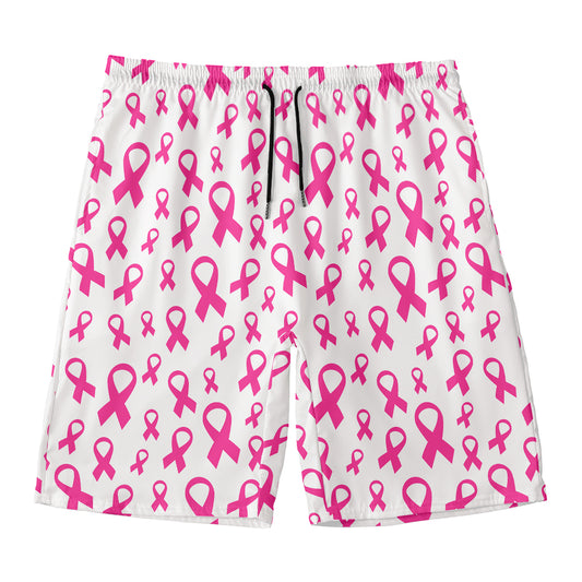 Little Breast Cancer Ribbon Print Men's Swim Trunks