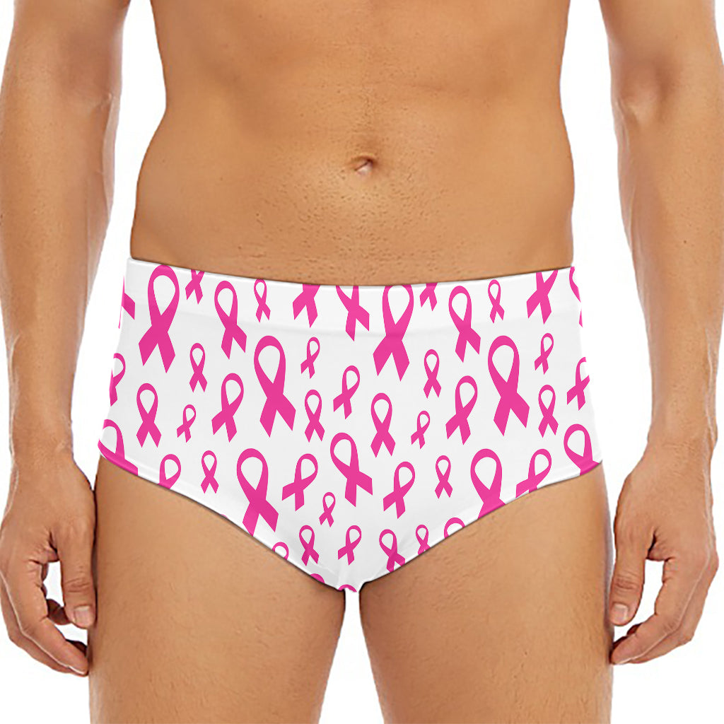Little Breast Cancer Ribbon Print Men's Triangle Swim Briefs