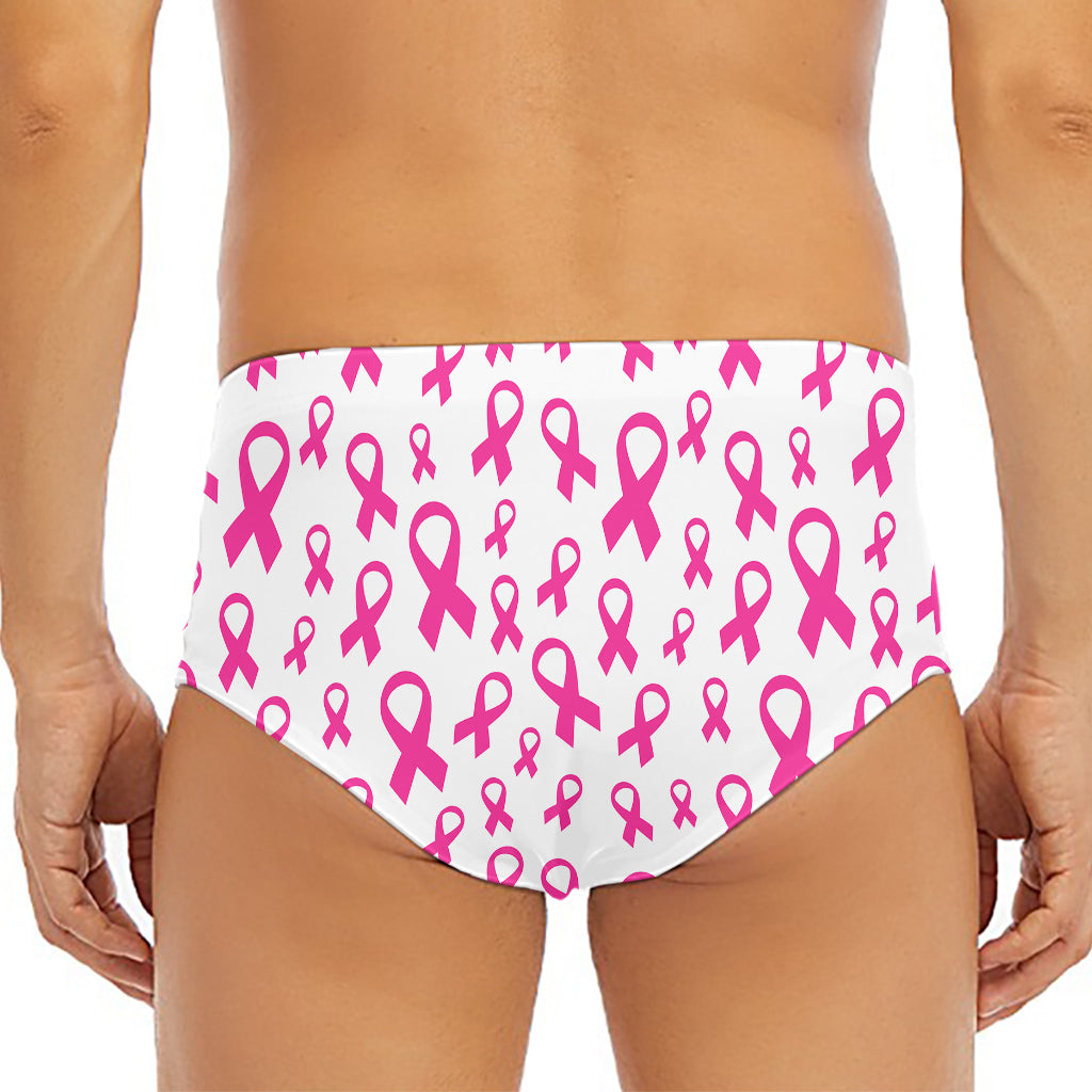 Little Breast Cancer Ribbon Print Men's Triangle Swim Briefs