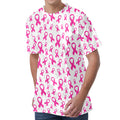 Little Breast Cancer Ribbon Print Men's Velvet T-Shirt