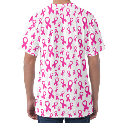 Little Breast Cancer Ribbon Print Men's Velvet T-Shirt