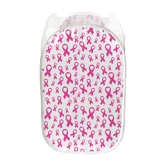 Little Breast Cancer Ribbon Print Mesh Laundry Hamper