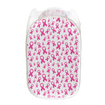 Little Breast Cancer Ribbon Print Mesh Laundry Hamper