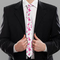 Little Breast Cancer Ribbon Print Necktie