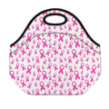 Little Breast Cancer Ribbon Print Neoprene Lunch Bag