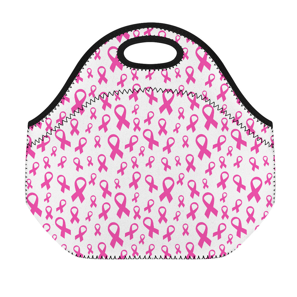 Little Breast Cancer Ribbon Print Neoprene Lunch Bag