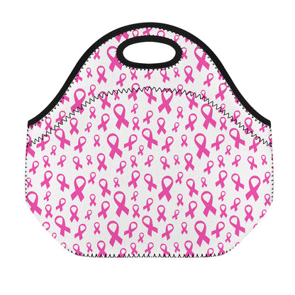 Little Breast Cancer Ribbon Print Neoprene Lunch Bag