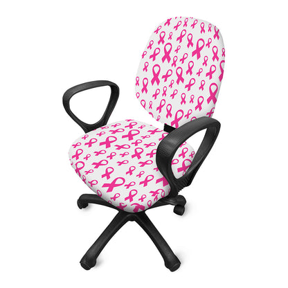 Little Breast Cancer Ribbon Print Office Chair Cover