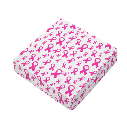 Little Breast Cancer Ribbon Print Outdoor Seat Cushion Cover