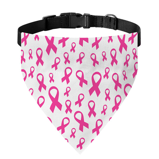 Little Breast Cancer Ribbon Print Over The Collar Dog Bandana