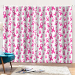 Little Breast Cancer Ribbon Print Pencil Pleat Curtains